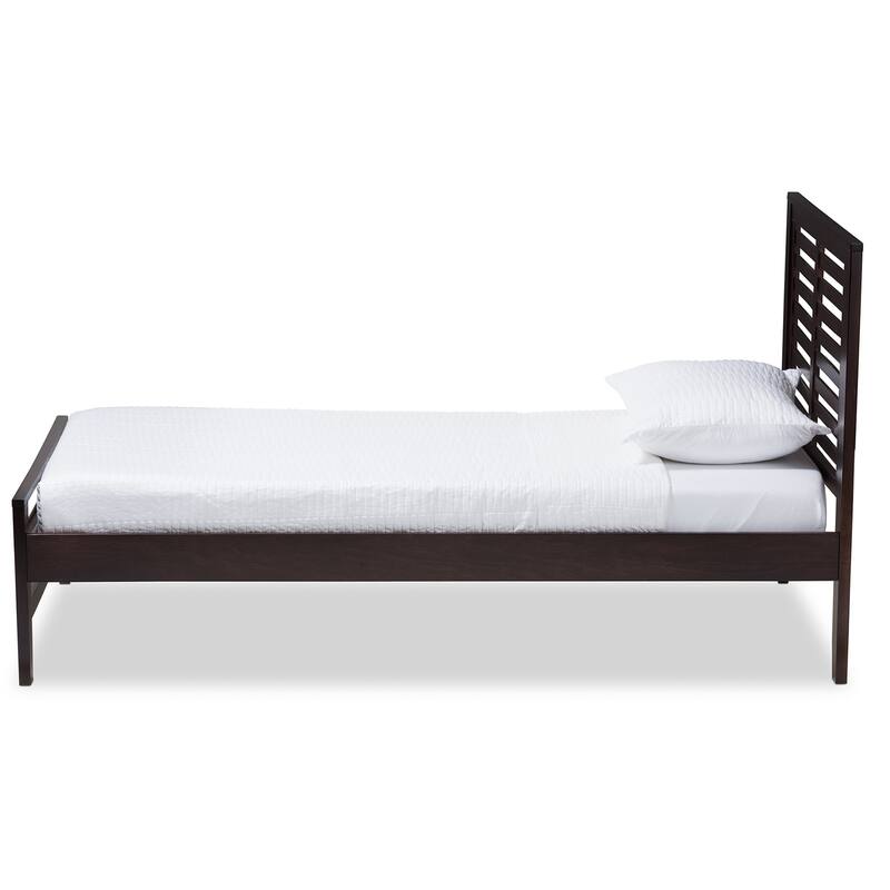Twin Platform Bed - Modern Wood Bed Frame, Dark Brown Finish, Low Profile Design, Easy Assembly