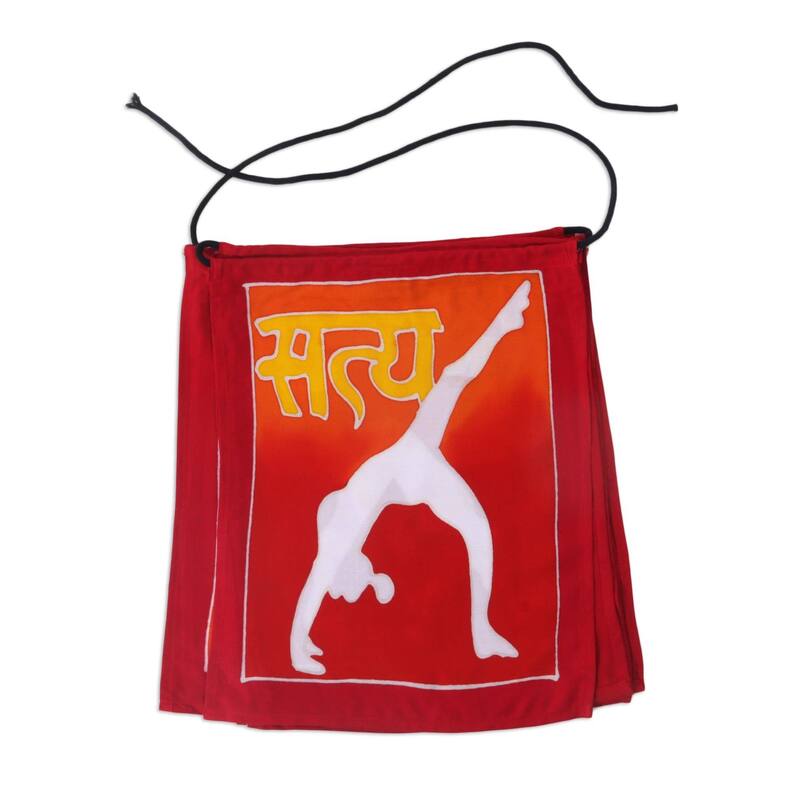 Novica Handmade Yoga Flags Batik Rayon Banner