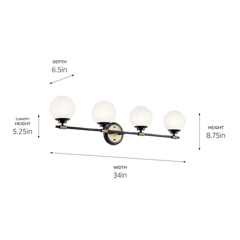 Benno 34 in. 4-Light Bathroom Vanity Light with Opal Glass