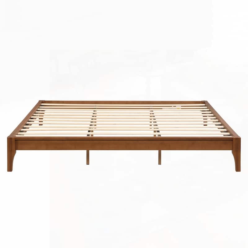 12 Inch Solid Dry Bamboo Wood Platform Bed Framewith Wood Slat Support,