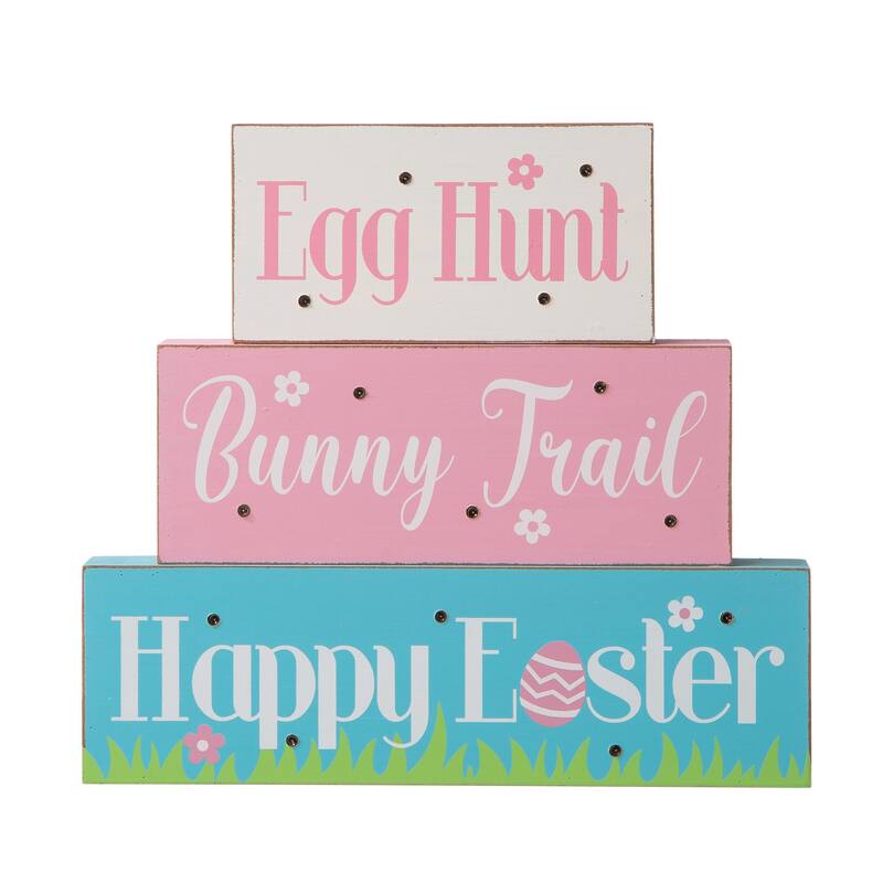 Glitzhome LED Lighted Wooden Easter Table Sign Spring Home Decor Party Supplies Props Gifts