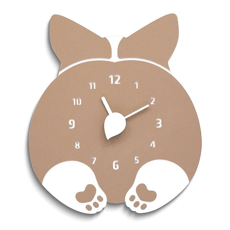 Curata Pink and White Dog Quartz Wall Clock