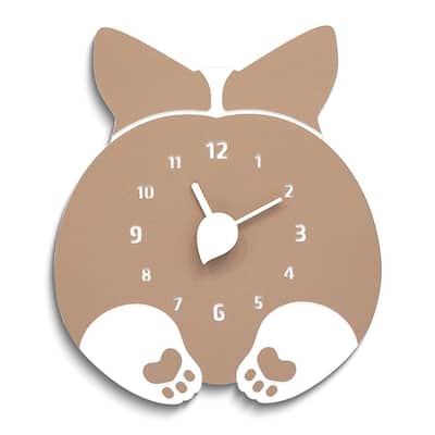 Curata Pink and White Dog Quartz Wall Clock