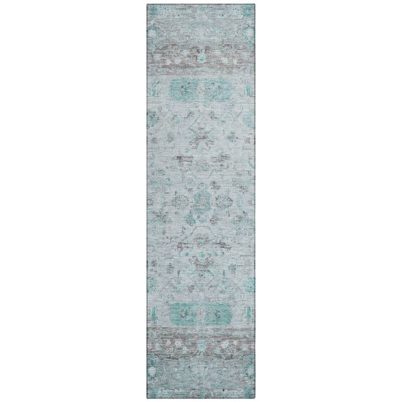 Machine Washable Indoor/ Outdoor Traditional Border Chantille Rug
