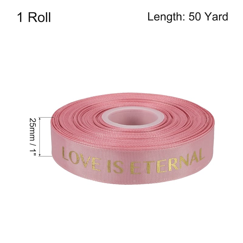 1" 50 Yard Valentine Printed Ribbon Wedding Favor Grosgrain Ribbons - Pink - 1"