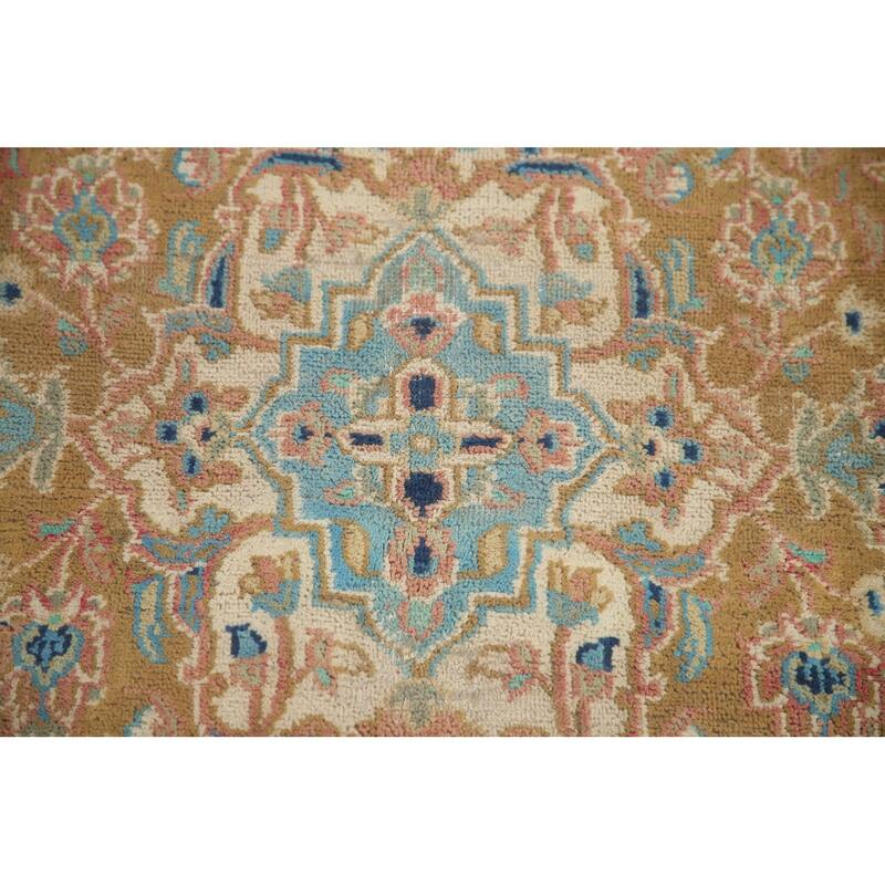 Hand Knotted Oriental 100% Wool Carpet Traditional Floral Pink Mashad Area Rug - 12' 9'' X 9' 4''
