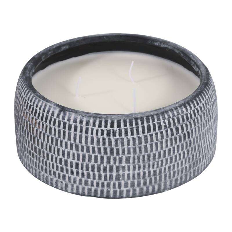 Decorative Textured Ceramic Neroli and Basil Scented Candle