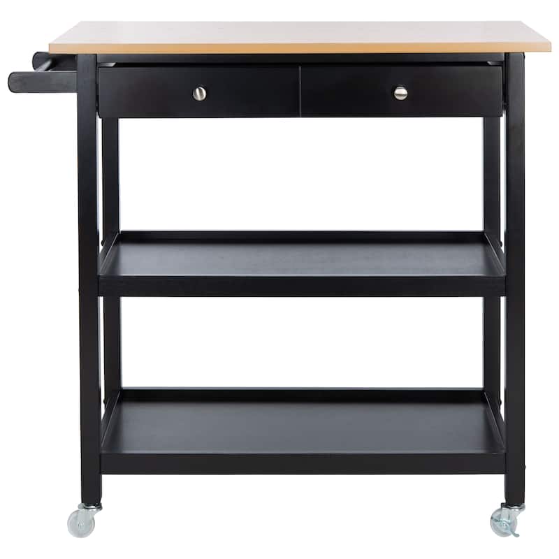 SAFAVIEH Cohyn 1-Drawer 2-Shelf Kitchen Bar Cart with Wheels - 39" W x 17.7" L x 36.2" H
