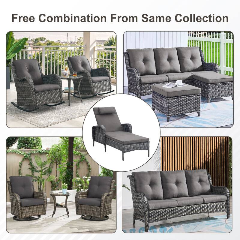Outdoor Chaise Lounge Chair Adjustable 5-Position - 1-Piece