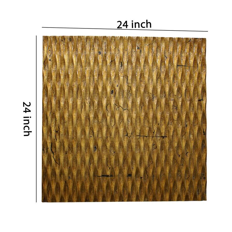 Modern Style Wooden Wall Decor with Patterned Carving, Small, Gold - 6 x 12