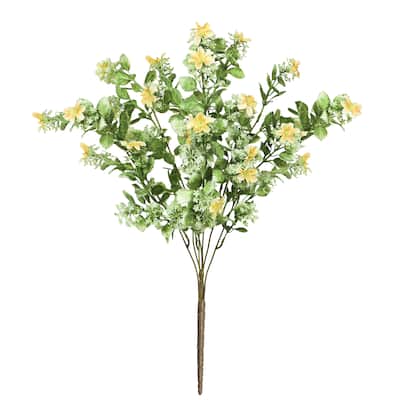 Set of 2 Yellow Artificial Wild Daisy Greenery Flower Stem Bush Bouquet 20in - 20" L x 11" W x 11" DP