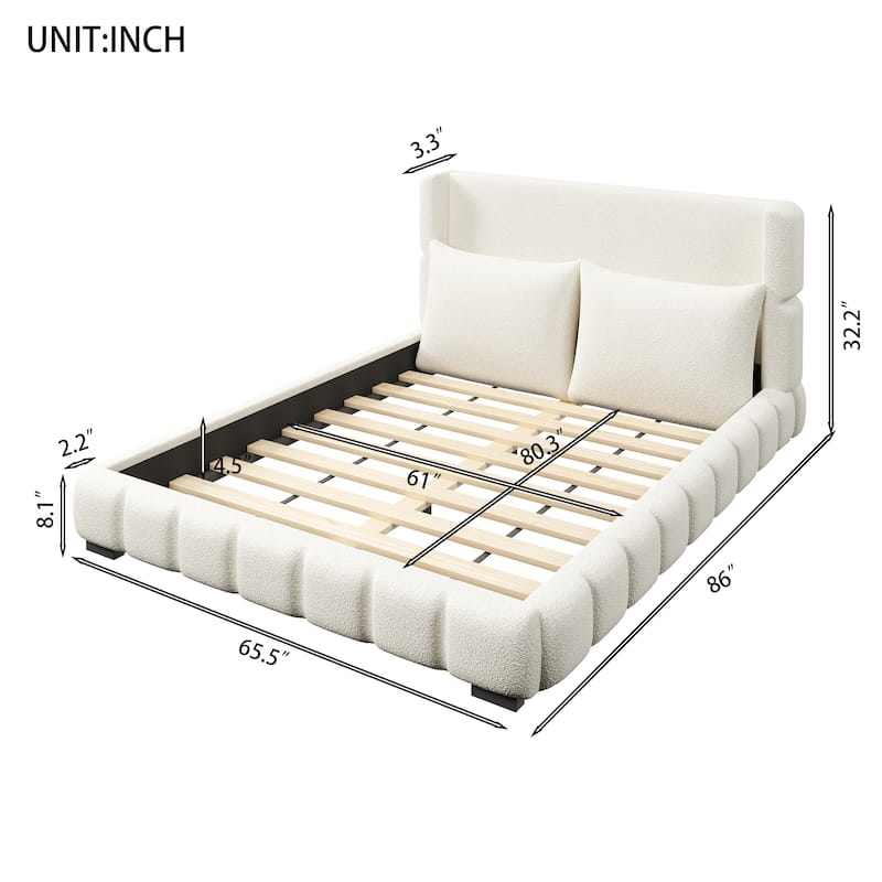 Upholstered Platform Bed with 2 Cushioned Pillows by Harper&Bright Designs