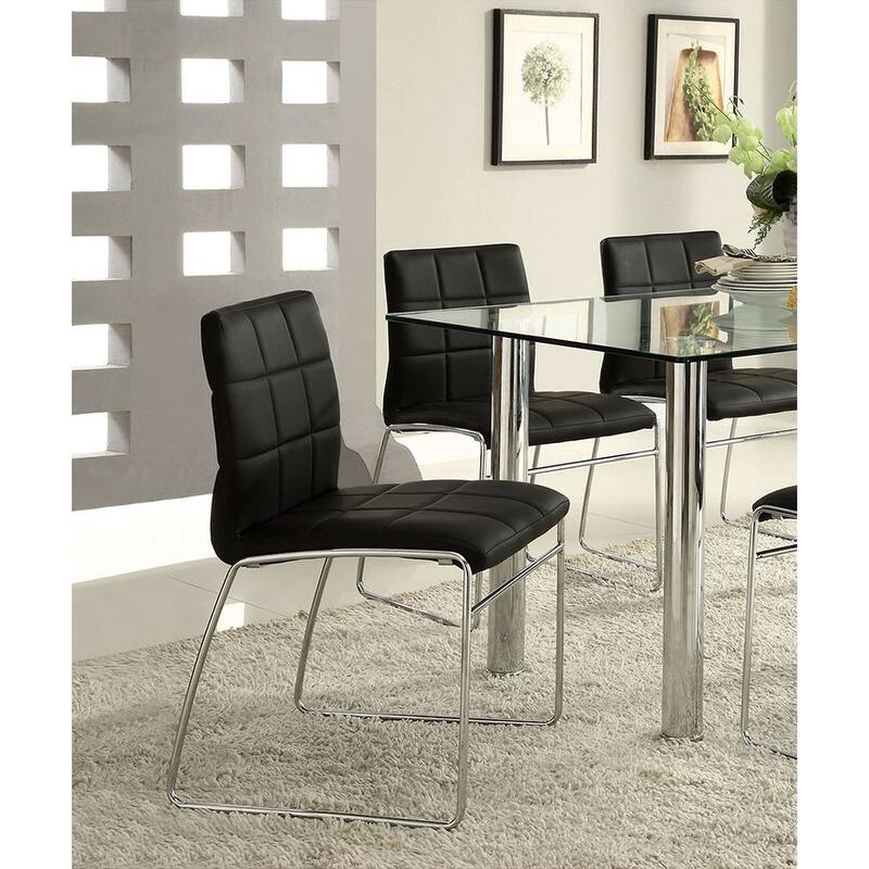 2PCS Leatherette Dining Chairs,Side Chair with Chrome Metal Legs