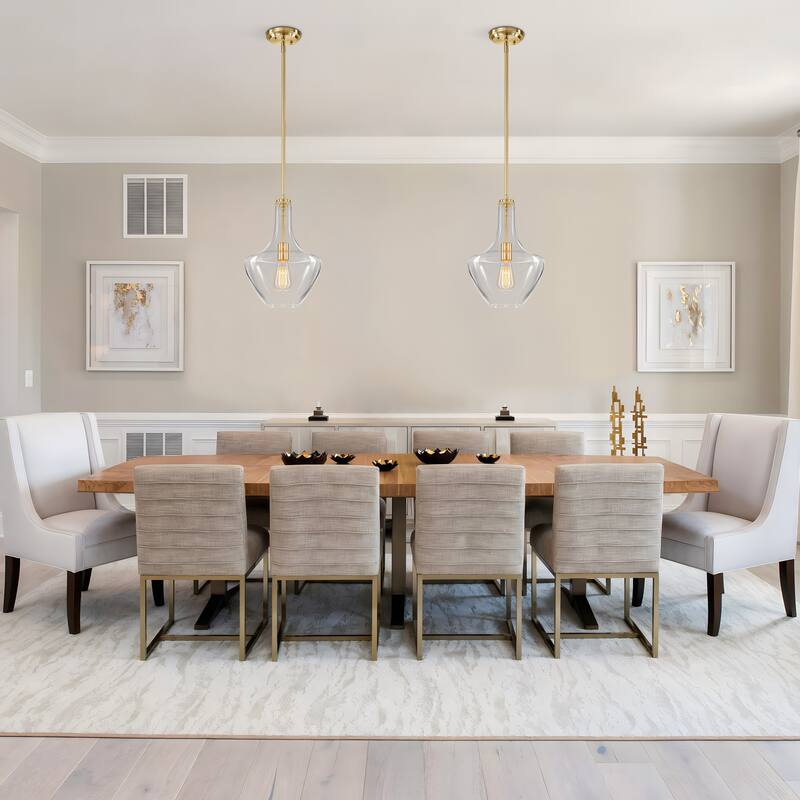 Starsky 1-light Modern Teardrop Pendant Light with Thick Clear Glass Shade