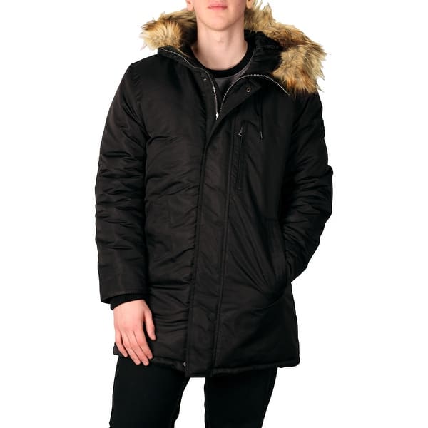 Sean John Mens Faux-Fur Trimmed Parka