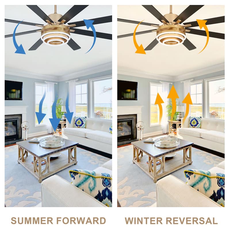 Bella Depot 72" Modern Large Ceiling Fan with Dimmable LED Light and Remote Control 6-Speed Reversible DIY Shade Chandelier