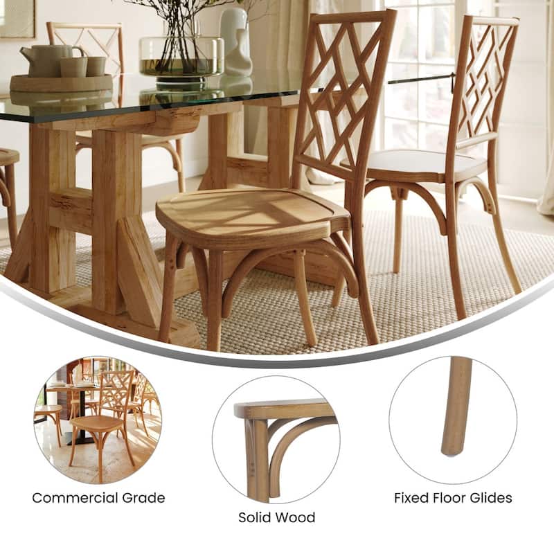 Commercial Solid Wood Stackable Dining Chair with Intricate Back Detail - 19.75"D x 17.25"W x 35.5"H
