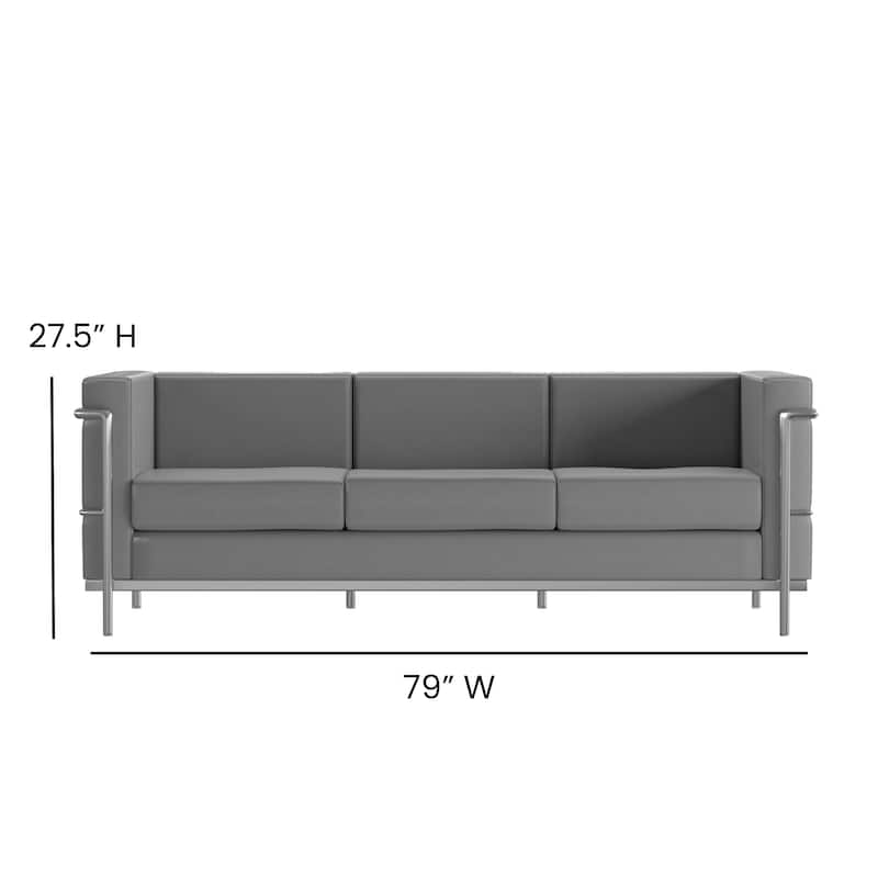 Contemporary LeatherSoft Sofa with Double Bar Encasing Frame