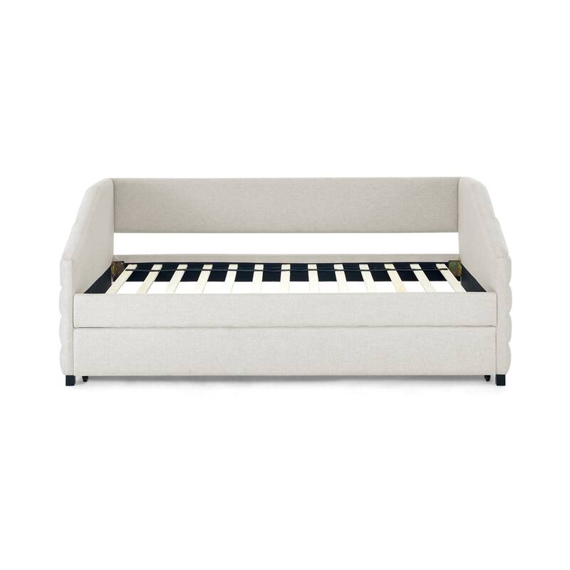 Twin Size Daybed with Trundle Upholstered Tufted Sofa Bed