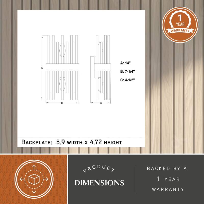 Vaxcel Lighting W0537 Delevan 2 Light 14" Tall Wall Sconce