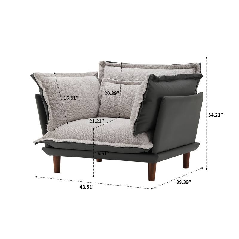 Modern Stylish PU and Chenille Fabric Upholstered Office Single Sofa Chair