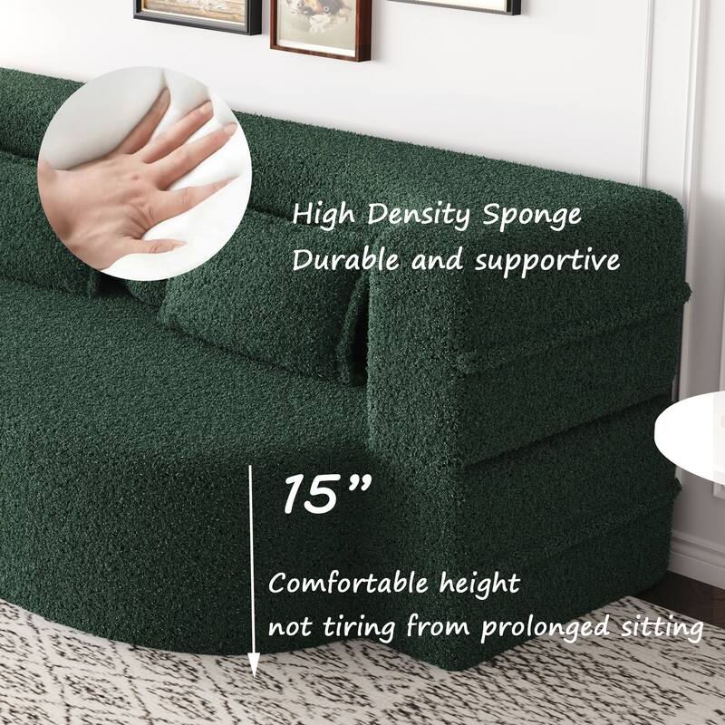 Convertible Teddy Fabric Foam-Filled Sleeper Sofa Bed