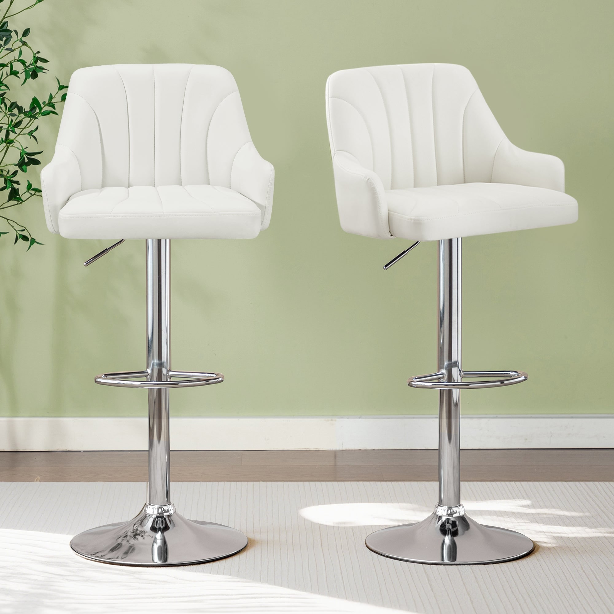 VECELO Adjustable Swivel Modern Bar Stool with Back Barstools Set of 2/ Barstools Set of 4