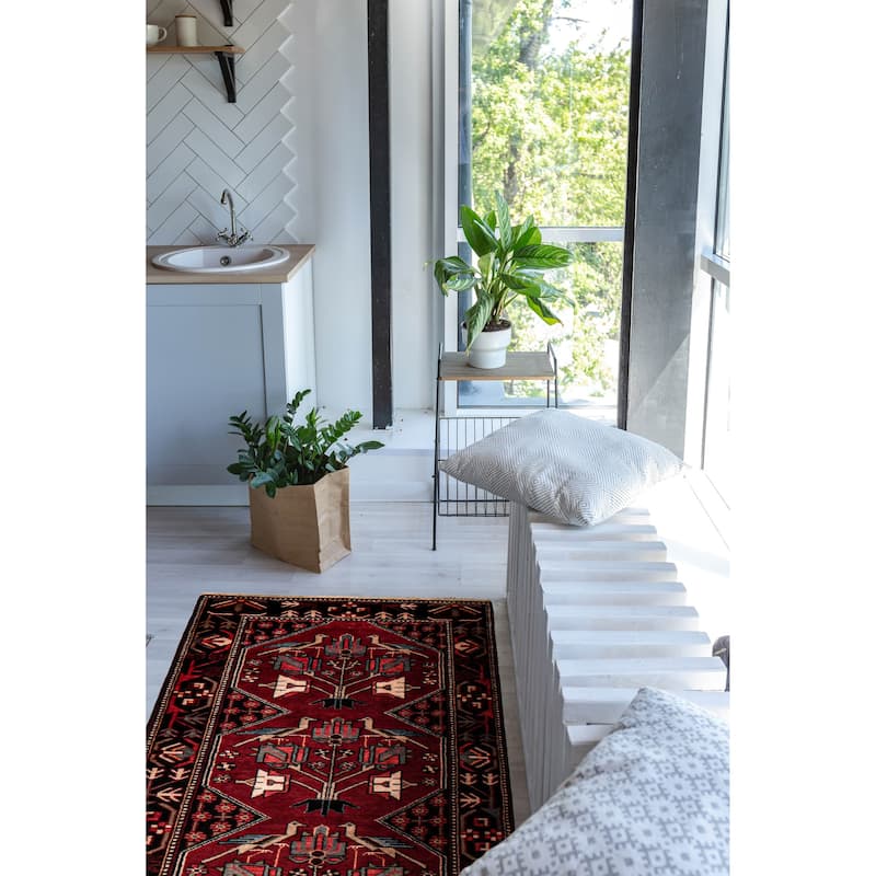 ECARPETGALLERY Hand-knotted Anadol Red Wool Rug - 3'6 x 9'6