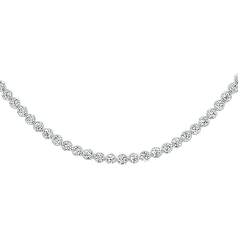Marquee 10 Carat TW Round Lab Grown Diamond Bezel Set Necklace in 14K White Gold