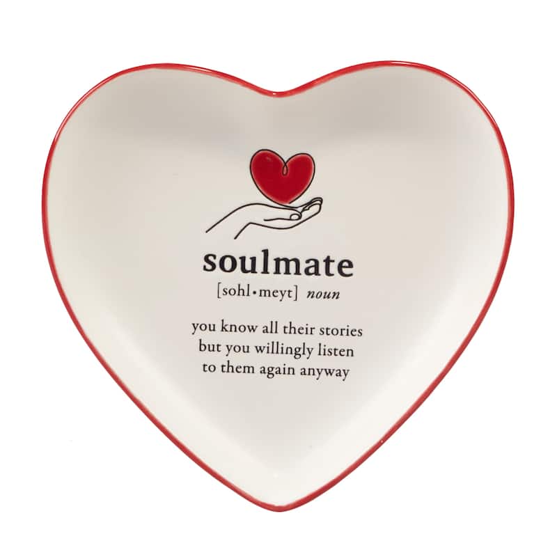 Certified International Valentine's Day Heart Shaped Tid Bit Plates, Set of 4 - 6.75" x 6.5" x 0.75"