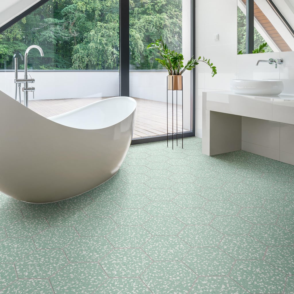 Merola Tile Venice Hex Mint 8-5/8" x 9-7/8" Porcelain Floor and Wall Tile