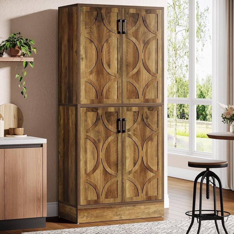 71.4 Inches Tall Kitchen Pantry Cabinet with Doors and Adjustable Shelves