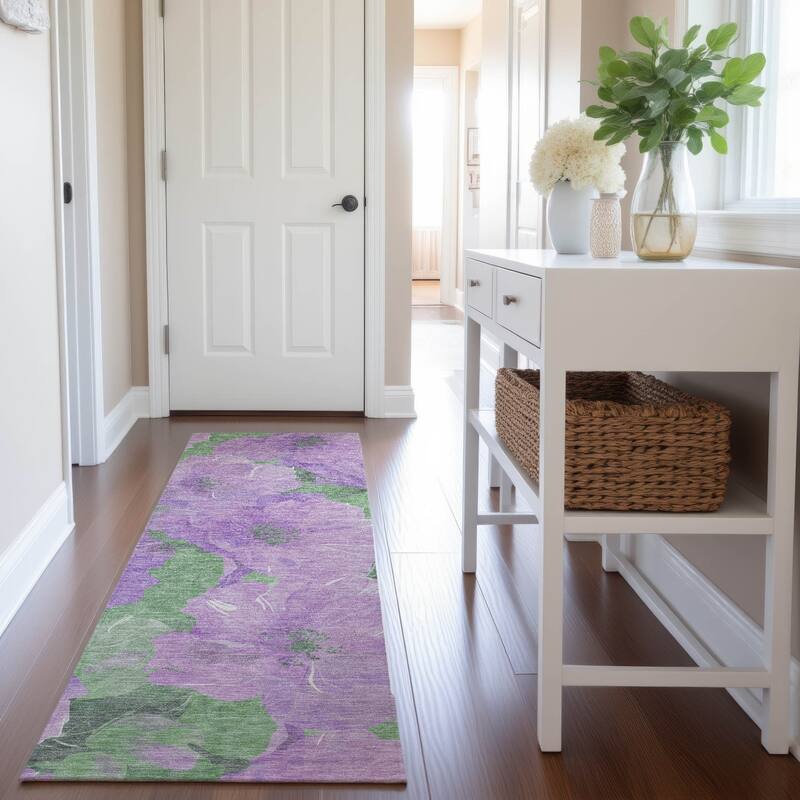 Premium Washable Super Soft Contemporary Floral Mayfield Rug - Lavender - 2'3" x 7'6"