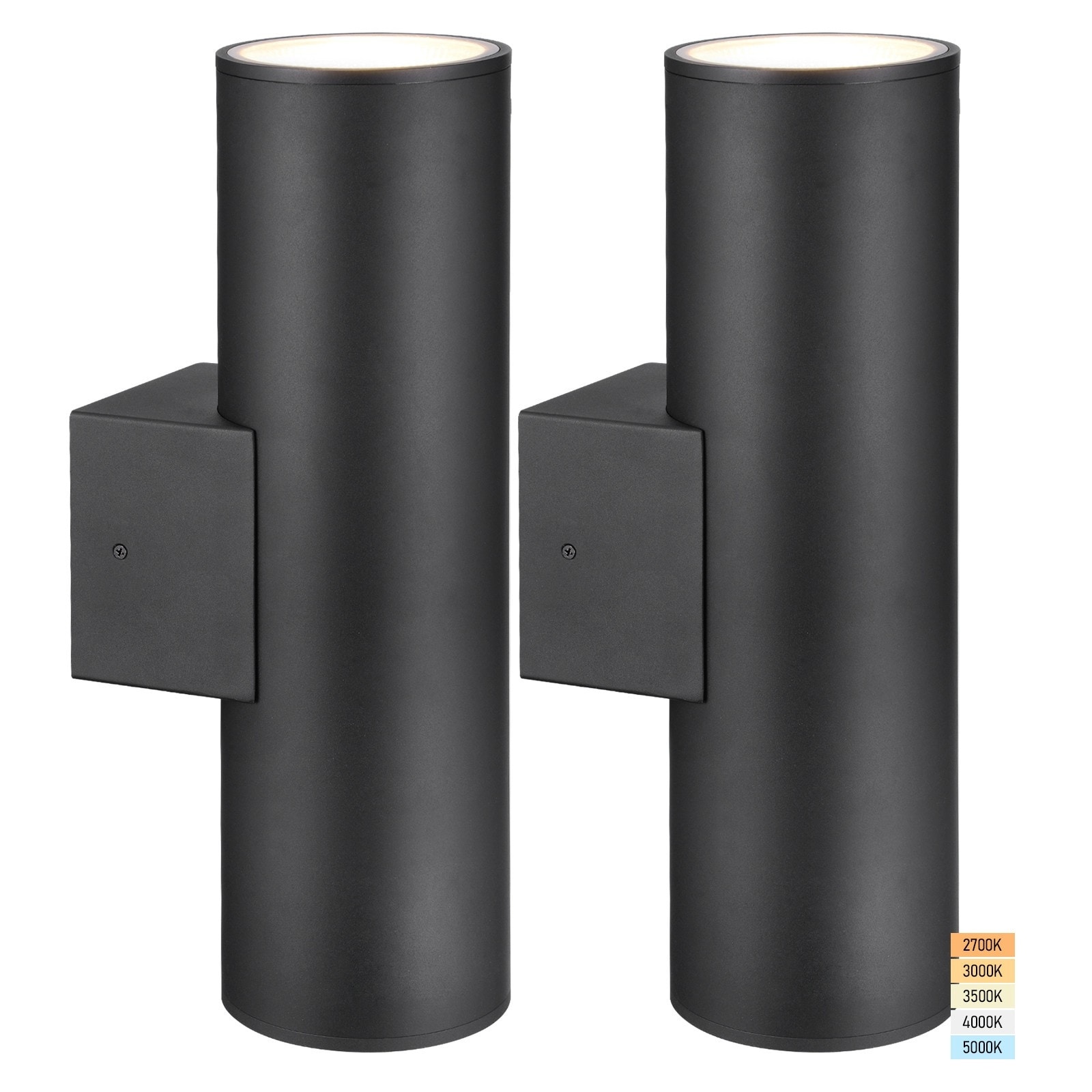 2 Pack 5CCT LED Wall Light Outdoor, 120-277V Up Down Wall Sconce