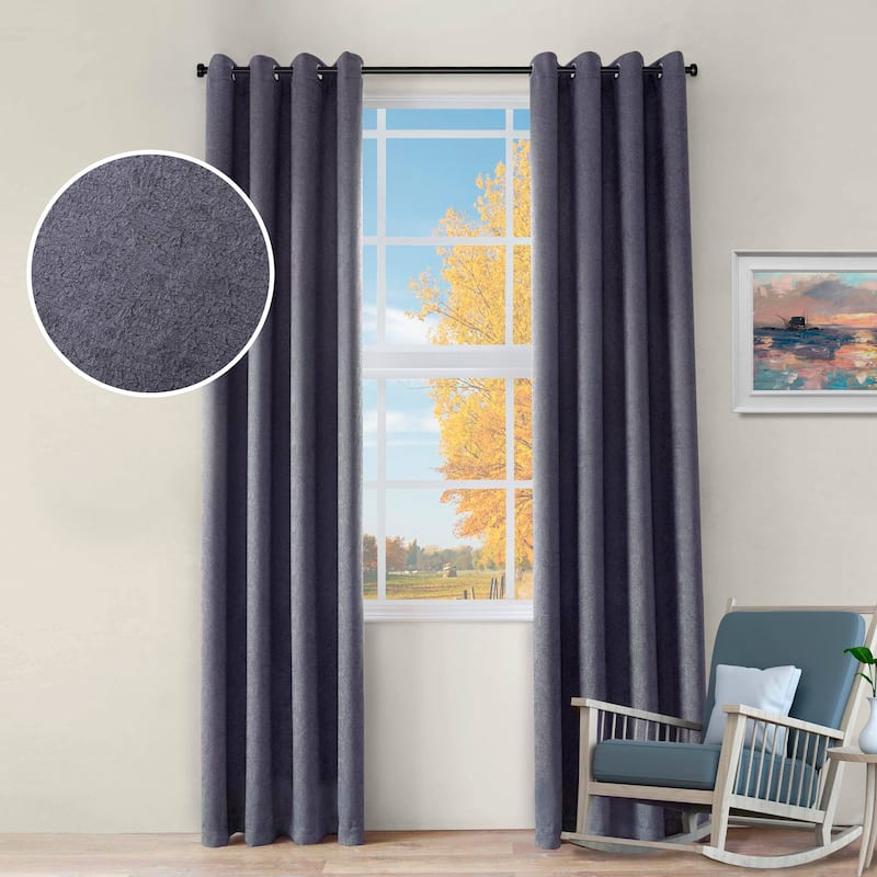 Superior Senna Washable Room Darkening Curtains, Set of 2 Panels - 52" x 84" - Midnight Blue