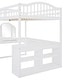 preview thumbnail 25 of 52, Wooden Full Loft Bed with U-shaped Desk,Storage Compartments and Tri-fold Mirror