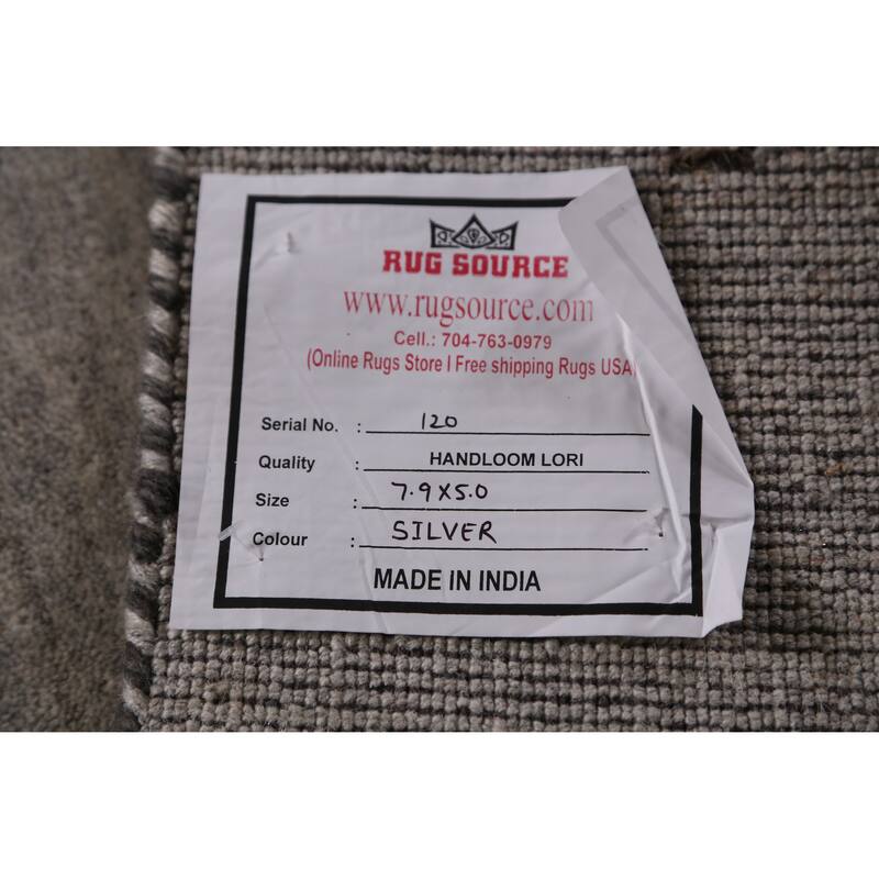 Gabbeh Indian Area Rug Hand-Knotted Grey Tribal Wool Carpet - 5'0" x 7'9"
