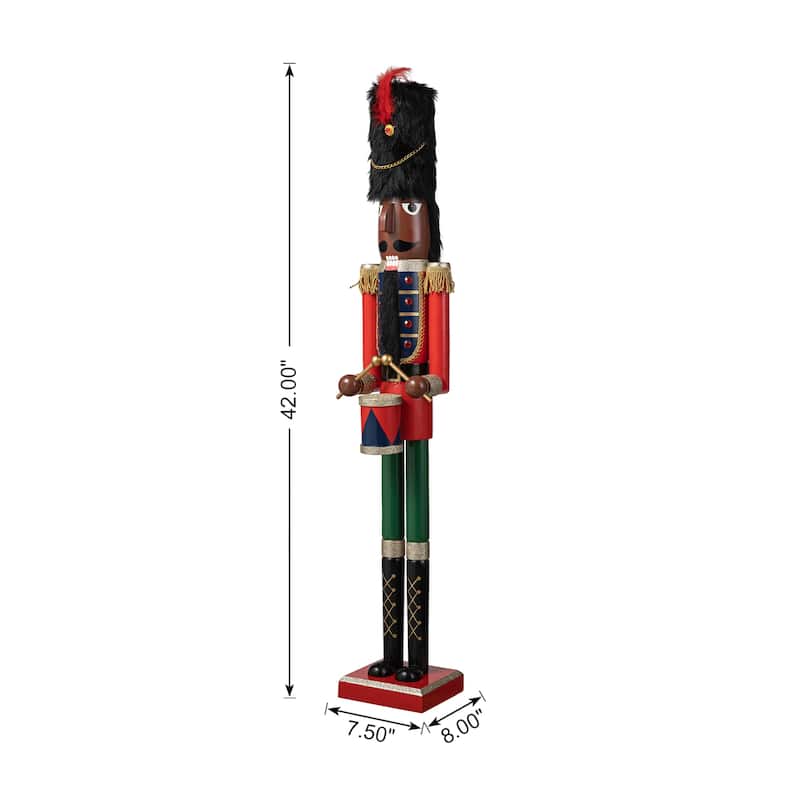 Glitzhome Wooden Christmas African King Soldier Nutcracker