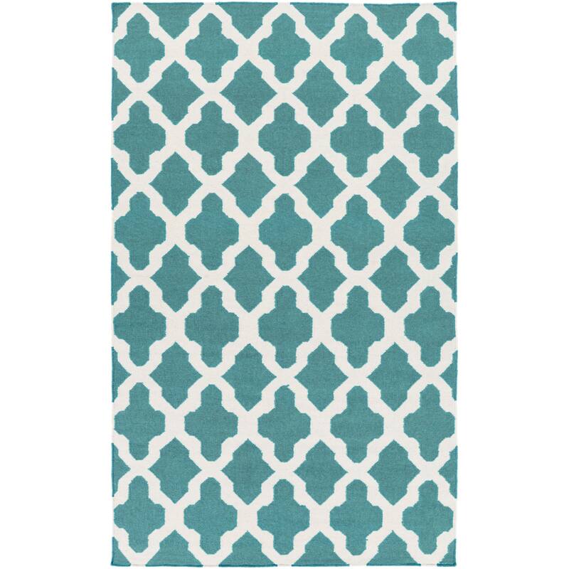 Hand-Woven Ashley Lattice Reverisble Flatweave Wool Area Rug - 5' x 8'