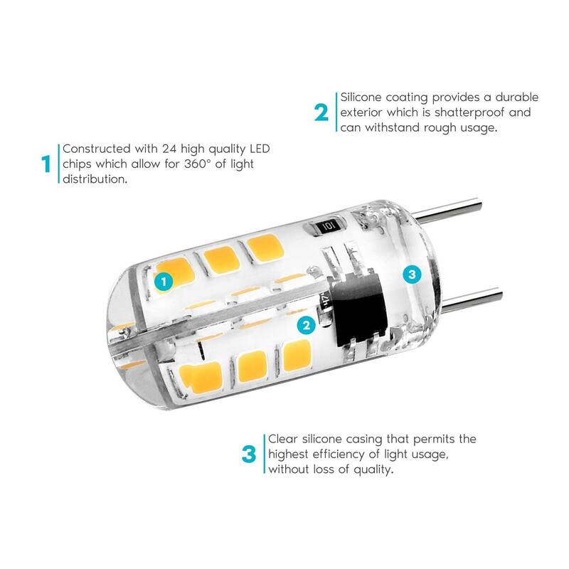Luxrite G8 LED Bulb 20W Equivalent, 120V, 2700K Warm White, 140 Lumens, 2W, Silicone Shatterproof (6-Pack) - 2700K (Warm White)
