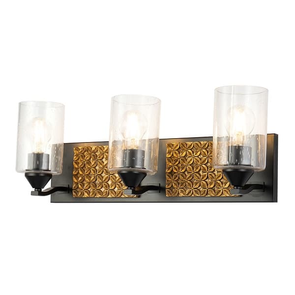 slide 1 of 3, 3 Light Bath Vanity Light in Black and Gold