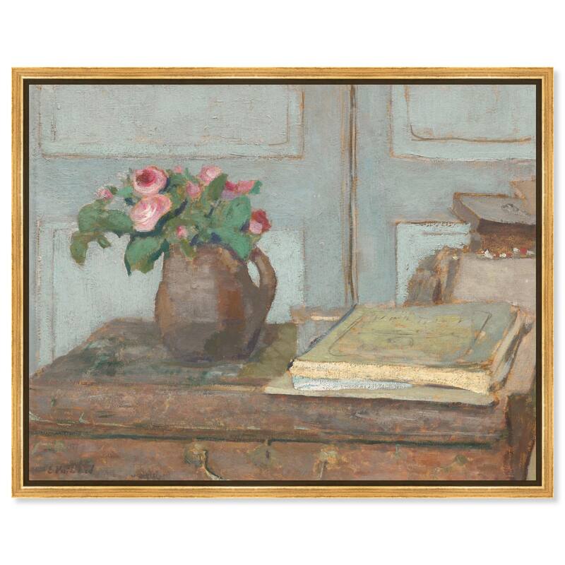 Box and Moss Roses Canvas by Art Remedy - Gold - 20" x 16"