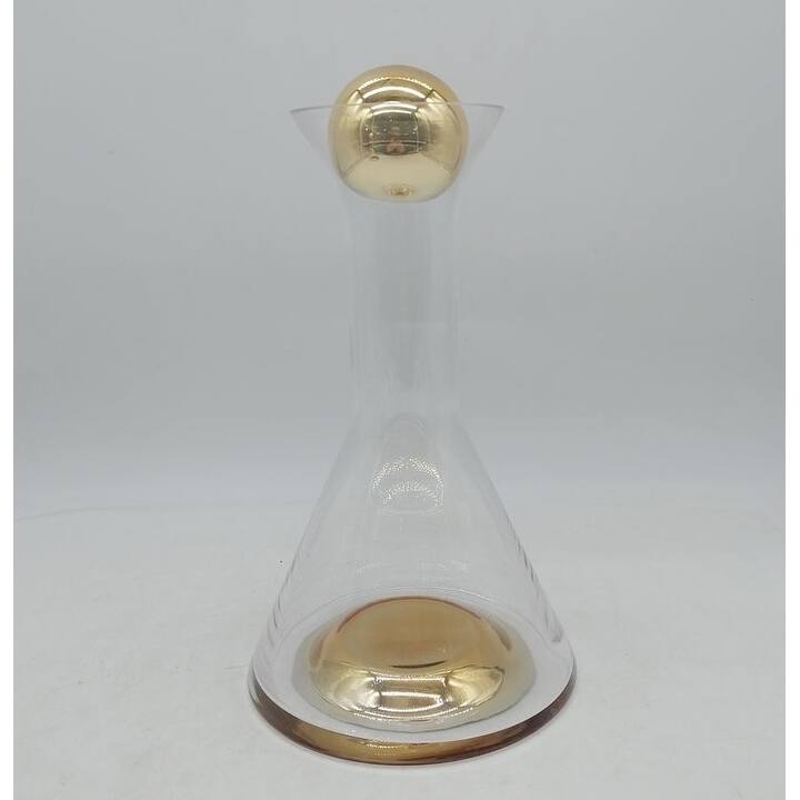 Gold Base and Ball Lid 11.5"H Glass Decanter
