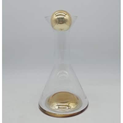 Gold Base and Ball Lid 11.5"H Glass Decanter