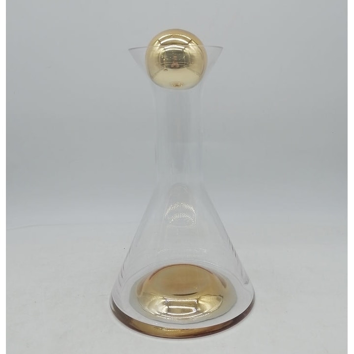 Gold Base and Ball Lid 11.5"H Glass Decanter