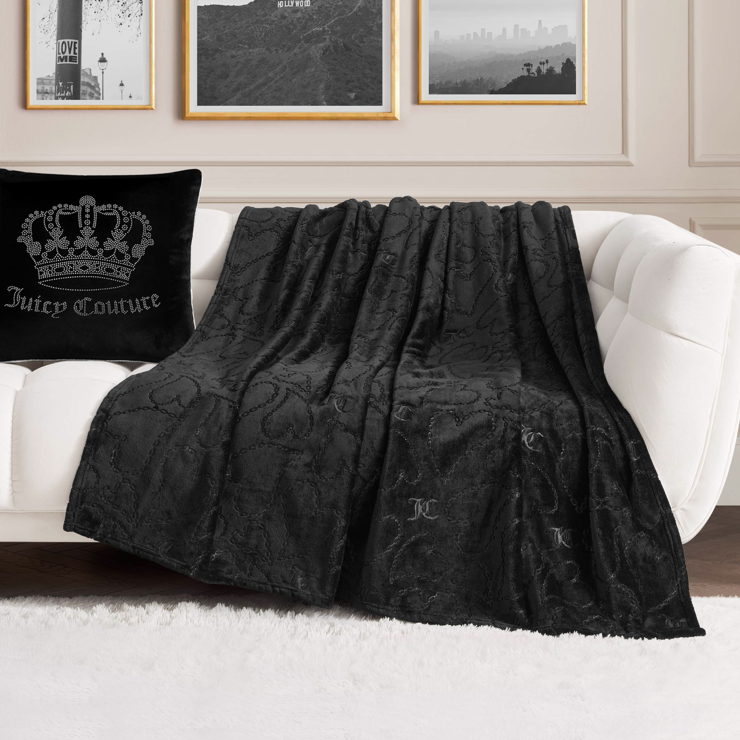 Juicy Couture 60"x70" Embossed Plush Throw Blankets