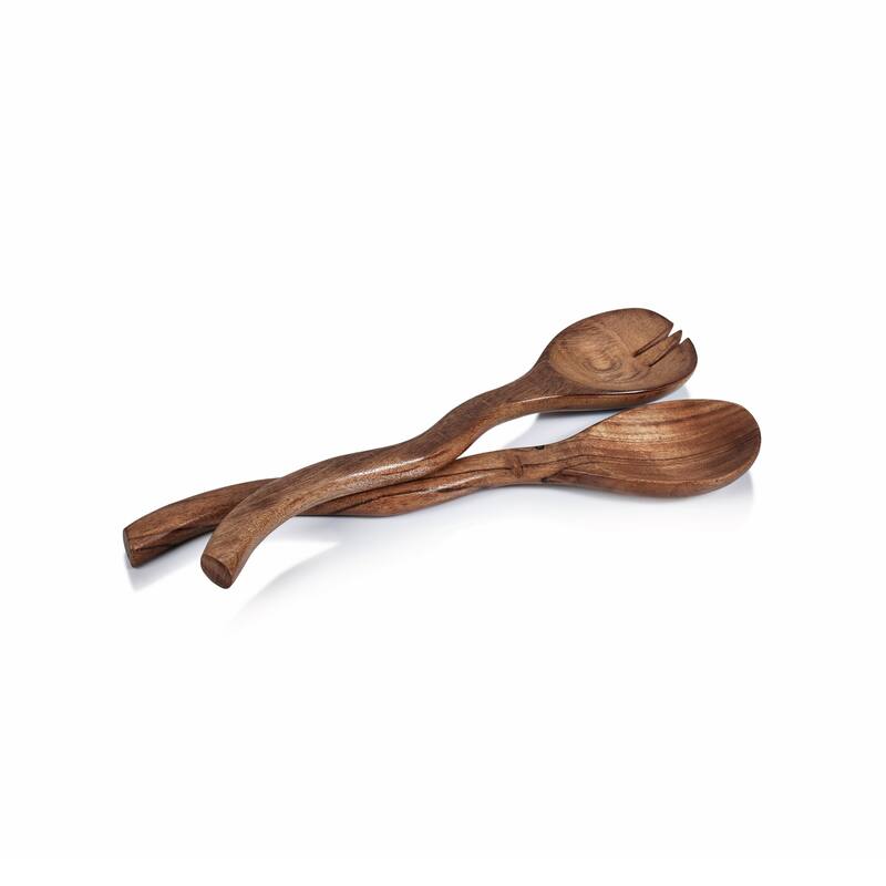 Ramona Mango Wood Curvy Sever set - Brown