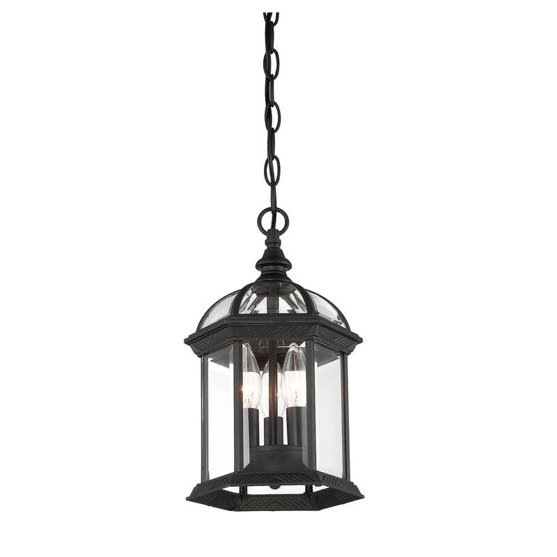 Kensington 3-Light Outdoor Hanging Lantern in Textured Black
