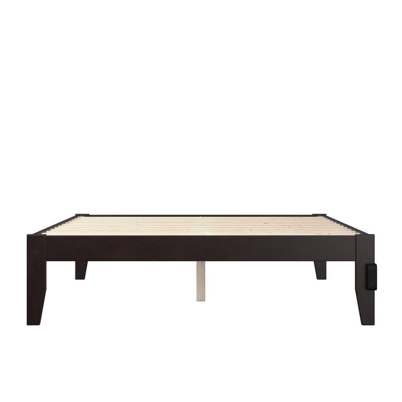 Full Size Bed Espresso Finish - Modern Bedroom Furniture, Strong Slat Support, Easy Assembly