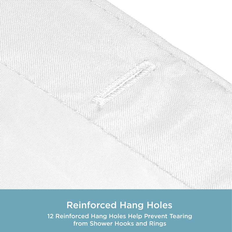 Kenney Water Repellant Fabric Shower Curtain, 70" W x 72" H - White